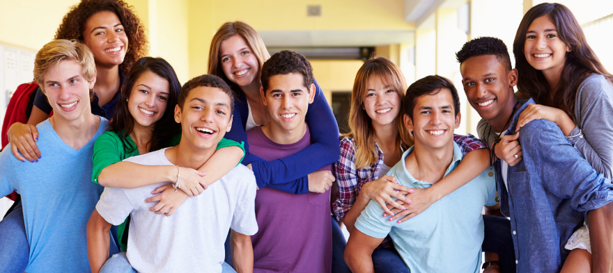 A group of students smiling