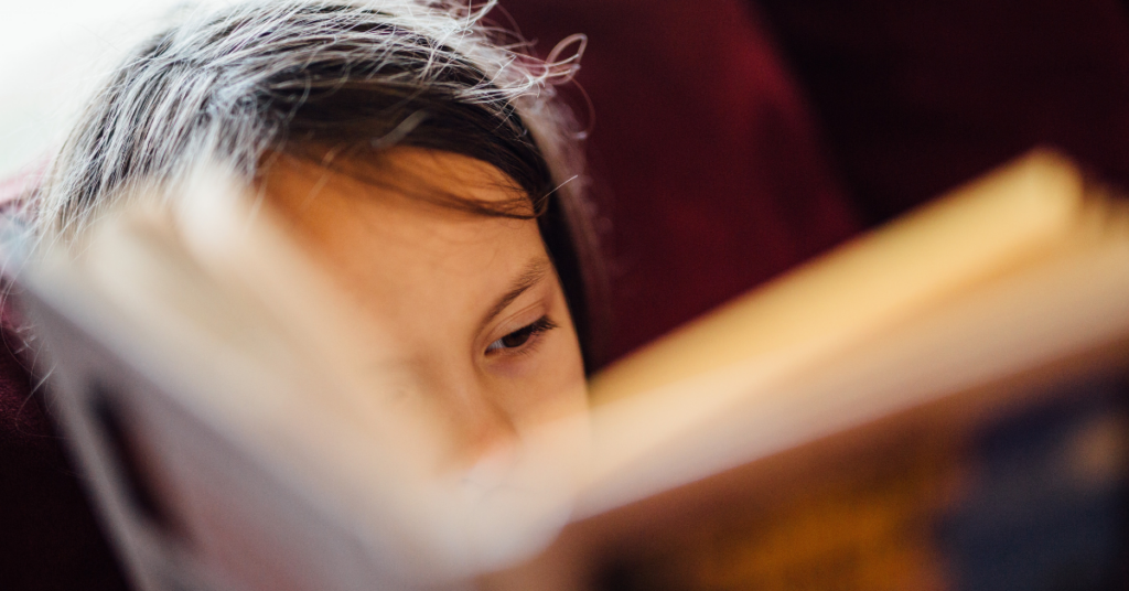 Student reading a book.