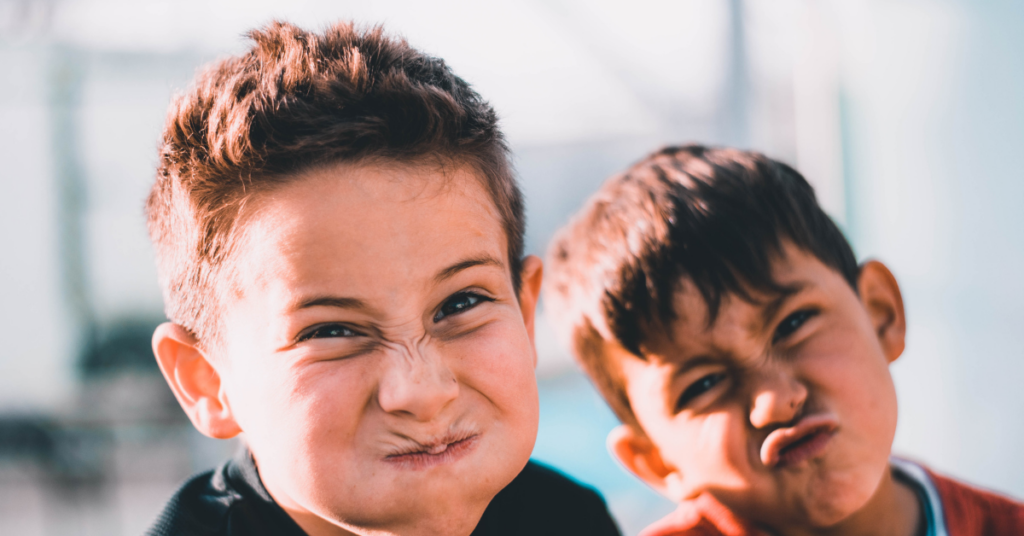 Children playing outside school.