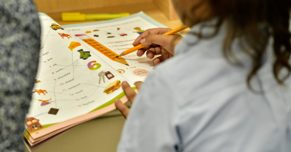 student working at a desk.